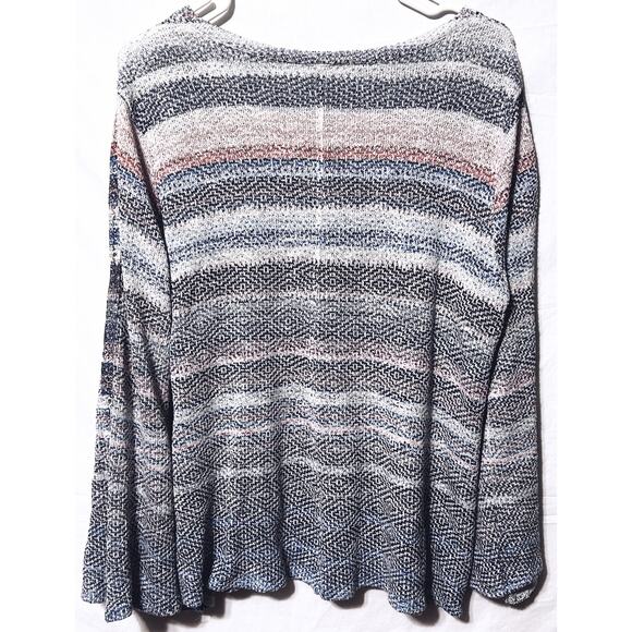 Avenue Striped Knit V-Neck Flared Sleeve Sweater 14/16 - Picture 6 of 9